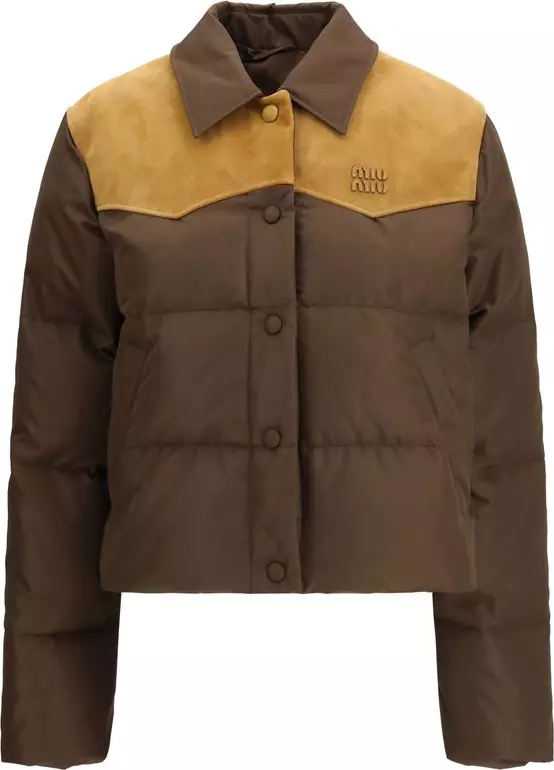 Brown Recycled Polyester Full-Length Jacket