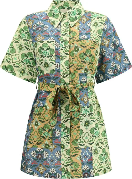 Multicolor Linen Casual Dress