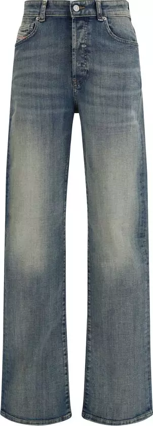 Blue Cotton Straight-Leg Jeans