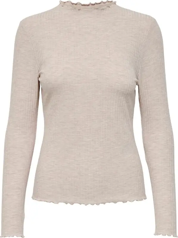 Beige Polyester Turtleneck