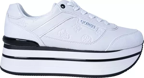 White Polyester Platform Sneakers