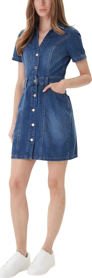 Blue Cotton Midi Dress