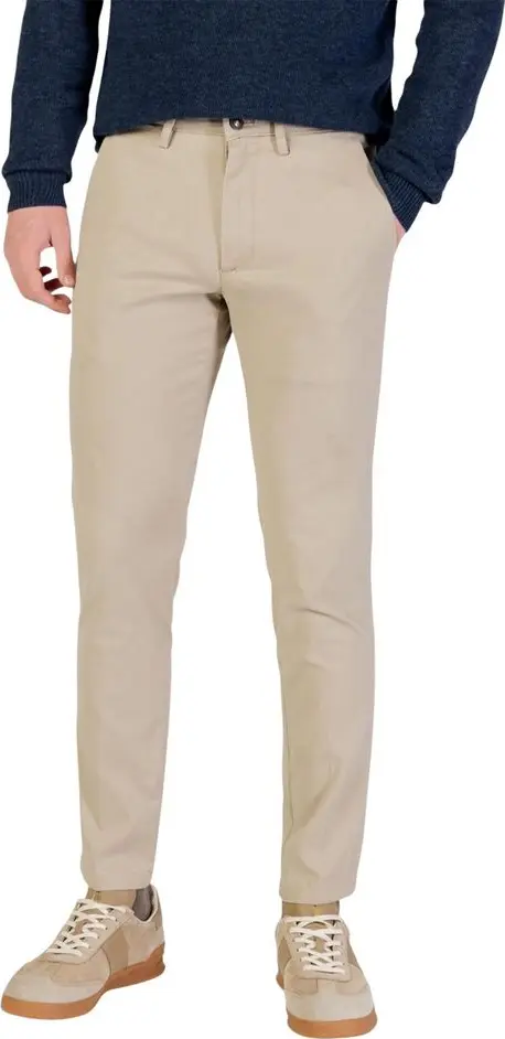Beige Cotton Skinny Pants