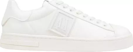 White Polyester Low Top Sneakers