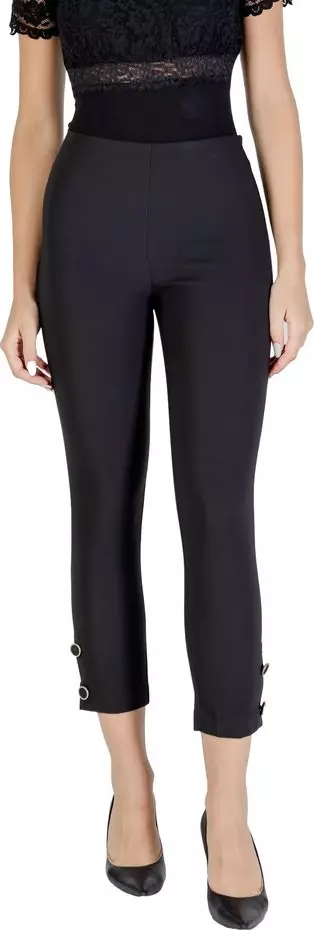 Black Polyester Casual Pants