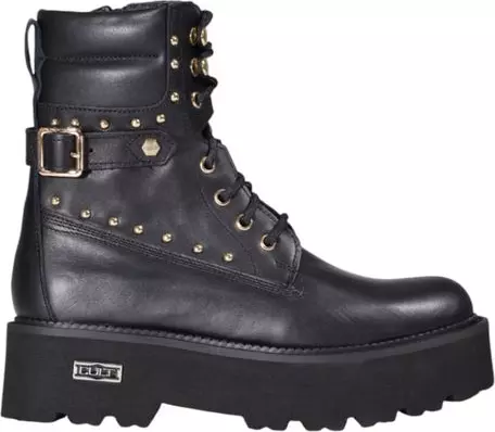 Black Leather Lace-Up Boots