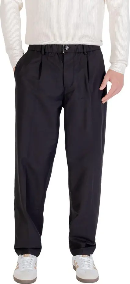 Black Cotton Casual Pants