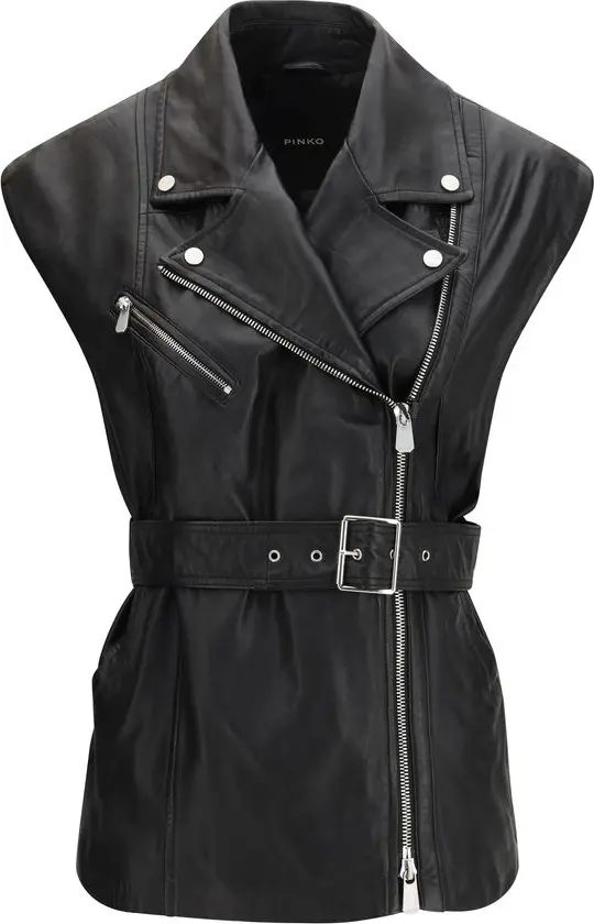 Black Goatskin Sleeveless Jacket