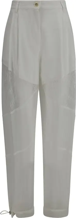 White Polyester Casual Pants