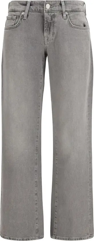 Gray Cotton Straight-Leg Jeans