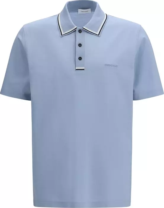 Blue Cotton Polo Shirt