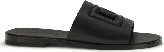 Black Calf Leather Bos Taurus Sandals