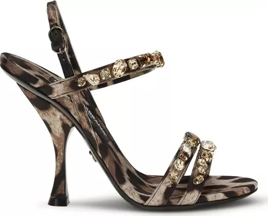 Brown Fabric Stiletto Heel Sandals