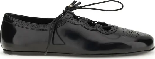 Black Calf Leather Bos Taurus Ballet Flats