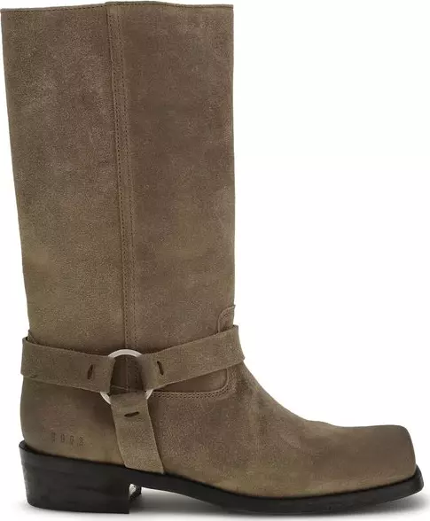 Beige Calf Leather Bos Taurus Lace-Up Boots