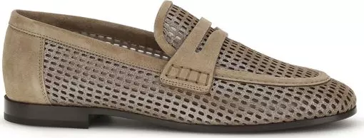 Beige Calf Leather Bos Taurus Slip-On Loafers