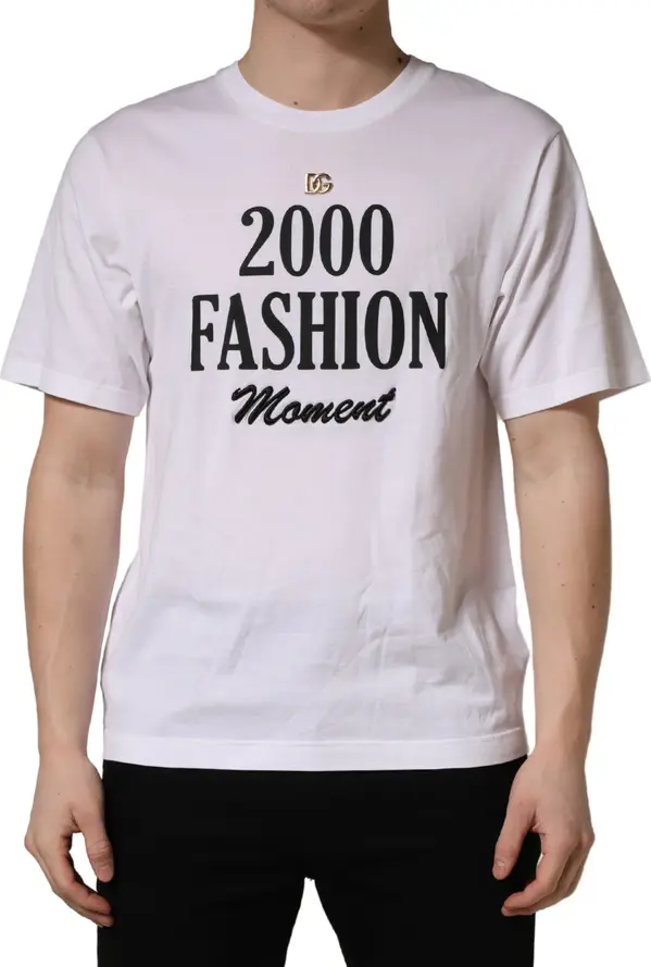 White Graphic Print DG Men Crew Neck T-shirt