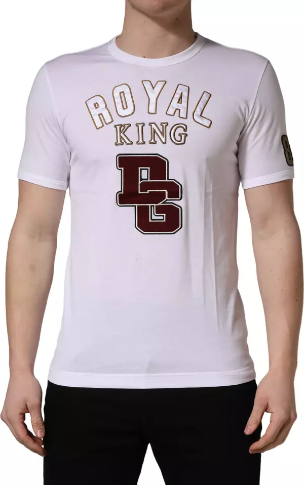 White DG King Royal Crew Neck Cotton  T-shirt