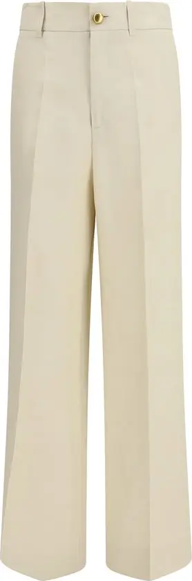 Beige Viscose Casual Pants