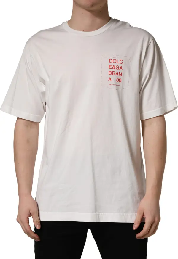 White Graphic Print Cotton Crew Neck  T-shirt