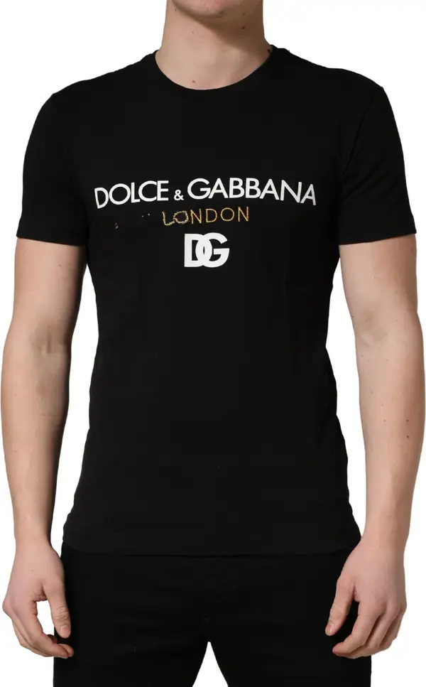 Black DG London Cotton Men Crew Neck  T-shirt