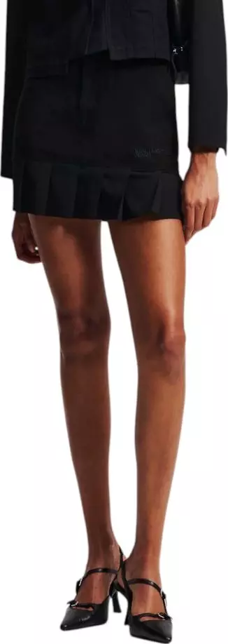 Black Cotton Mini Skirt
