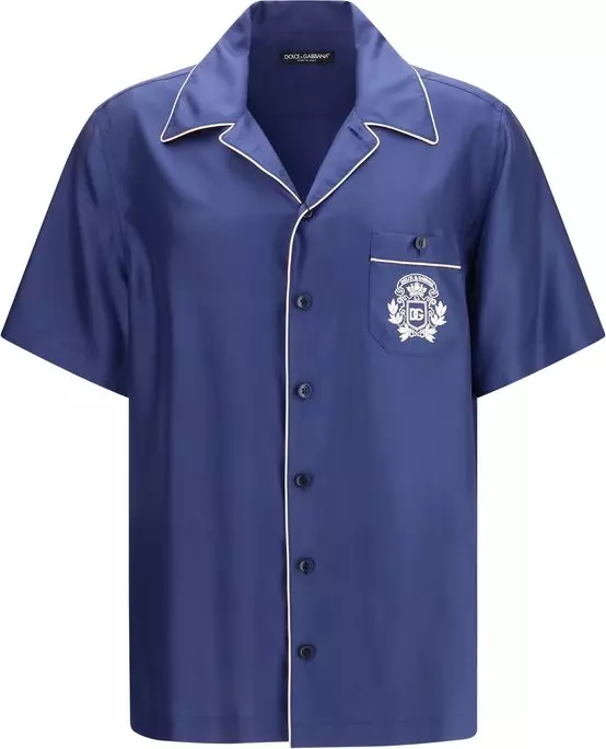 Blue Silk Shortsleeve Shirt