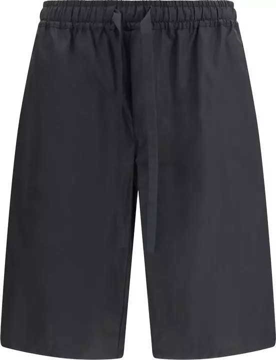 Black Cotton Bermuda Shorts