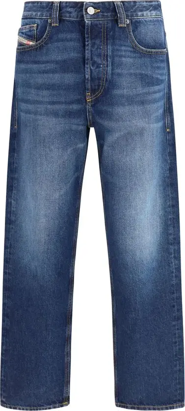 Blue Cotton Tapered Jeans