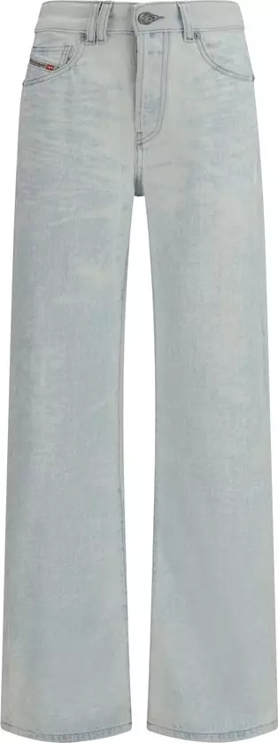 Blue Cotton Straight-Leg Jeans