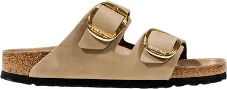Beige Leather Flat Sandals