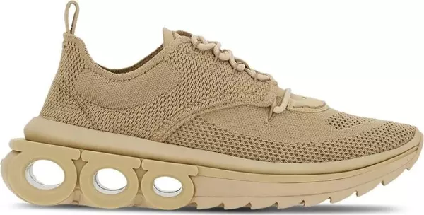 Beige Fabric Athletic Sneakers