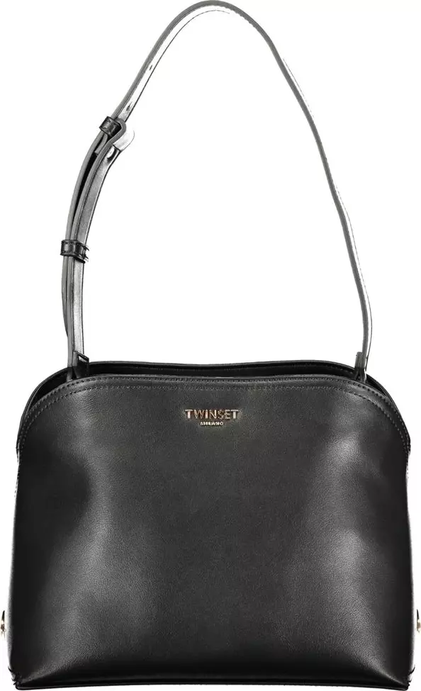 Black Polyurethane Women's Shoulder Bag