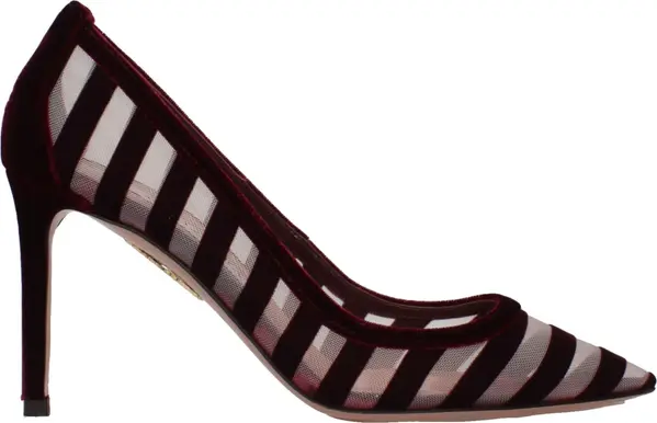 Transparent Velvet Mid Heel Pumps