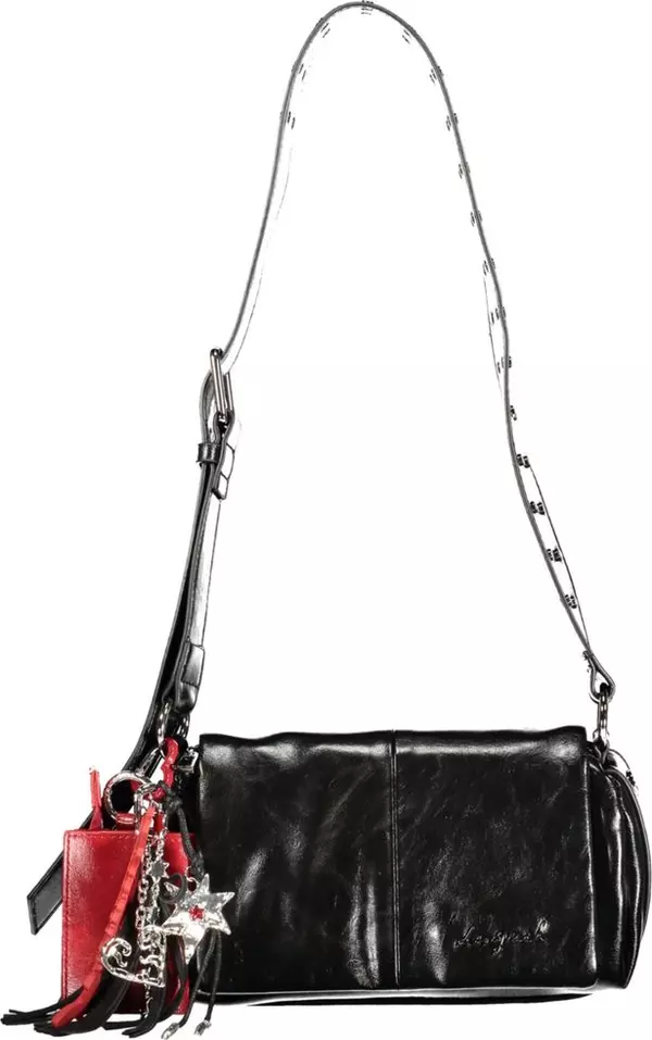 Black Polyurethane Women Handbag