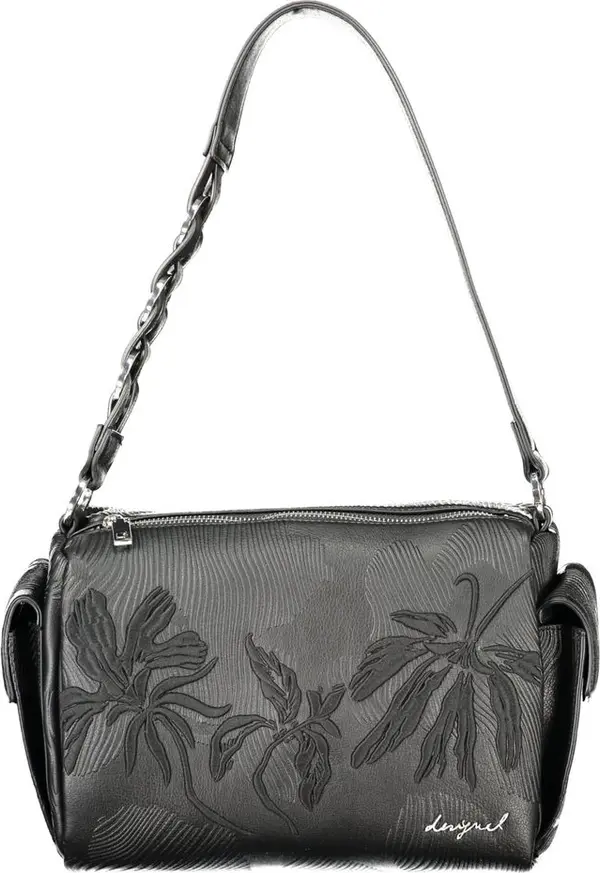 Black Polyurethane Women Handbag