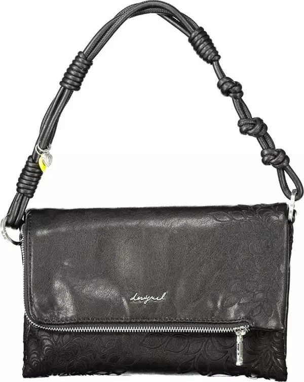 Black Polyurethane Women Handbag