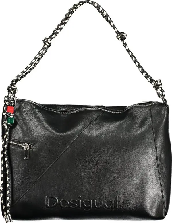 Black Polyurethane Women Handbag