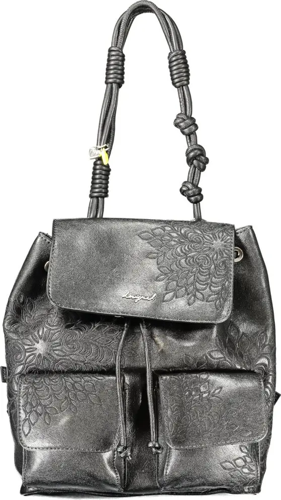 Black Polyurethane Women's Mini Backpack