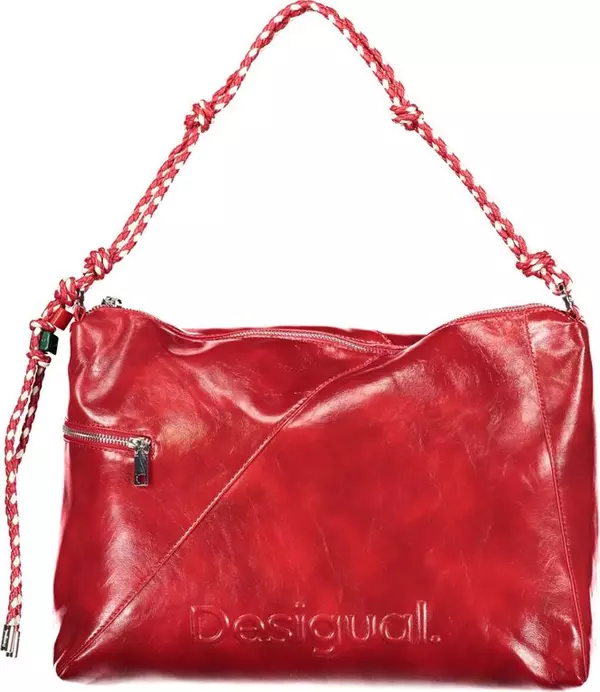 Red Polyurethane Women Handbag