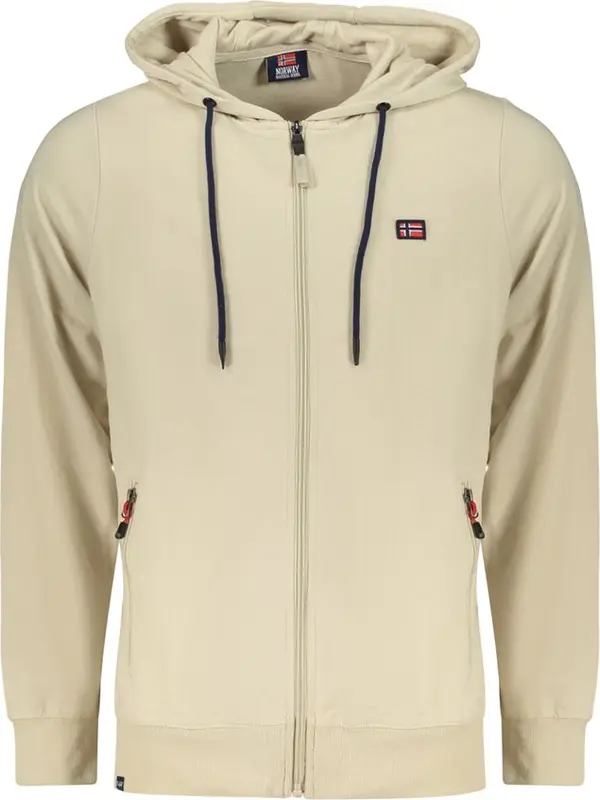 Beige Cotton Men's Hooded Sweatshirt