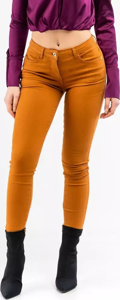 Brown Cotton Skinny Jeans