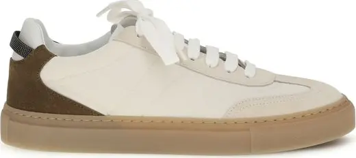 Beige Calf Leather Bos Taurus Low Top Sneakers