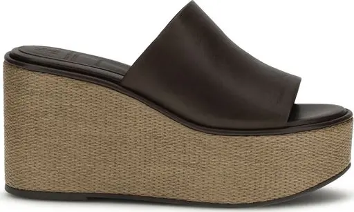 Brown Calf Leather Bos Taurus Platform Sandals