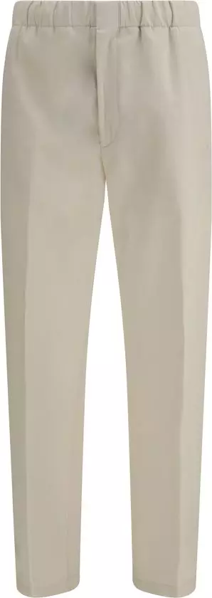 Beige Cotton Casual Pants
