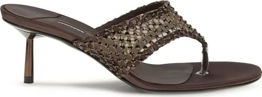 Brown Goatskin Stiletto Heel Sandals