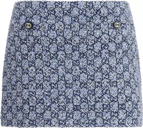 Blue Cotton Mini Skirt