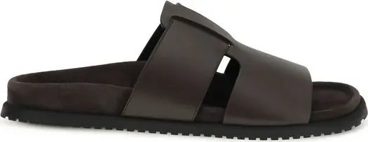 Brown Calf Leather Bos Taurus Flat Sandals