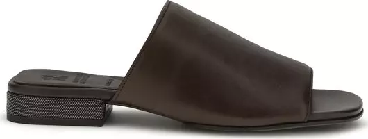 Brown Calf Leather Bos Taurus Slides