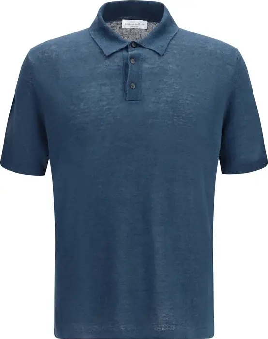 Blue Linen Polo Shirt